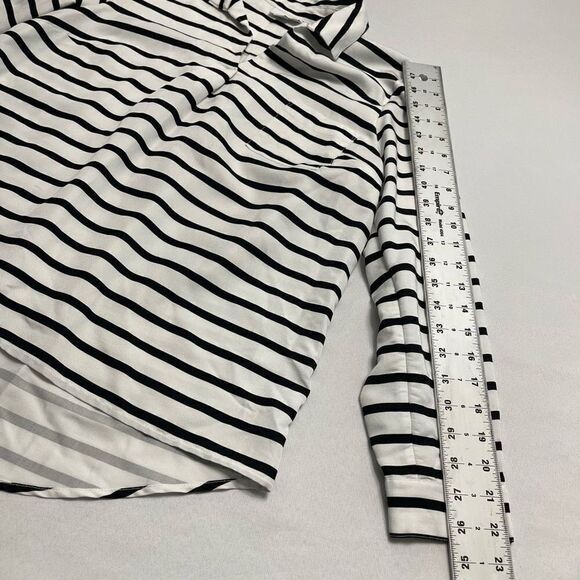 J. Jill White Black Stripe Popover Stripe Tunic Top Blouse Size MP Medium Petite - Picture 5 of 7